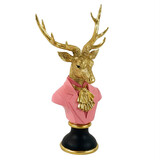 Werns - Beeld Buste Hert Roze Goud Kunststof 28x53cm