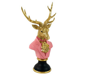 Werns - Beeld Buste Hert Roze Goud Kunststof 28x53cm
