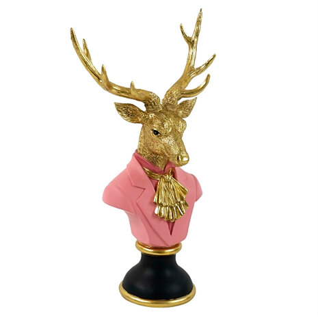 Werns - Beeld Buste Hert Roze Goud Kunststof 28x53cm