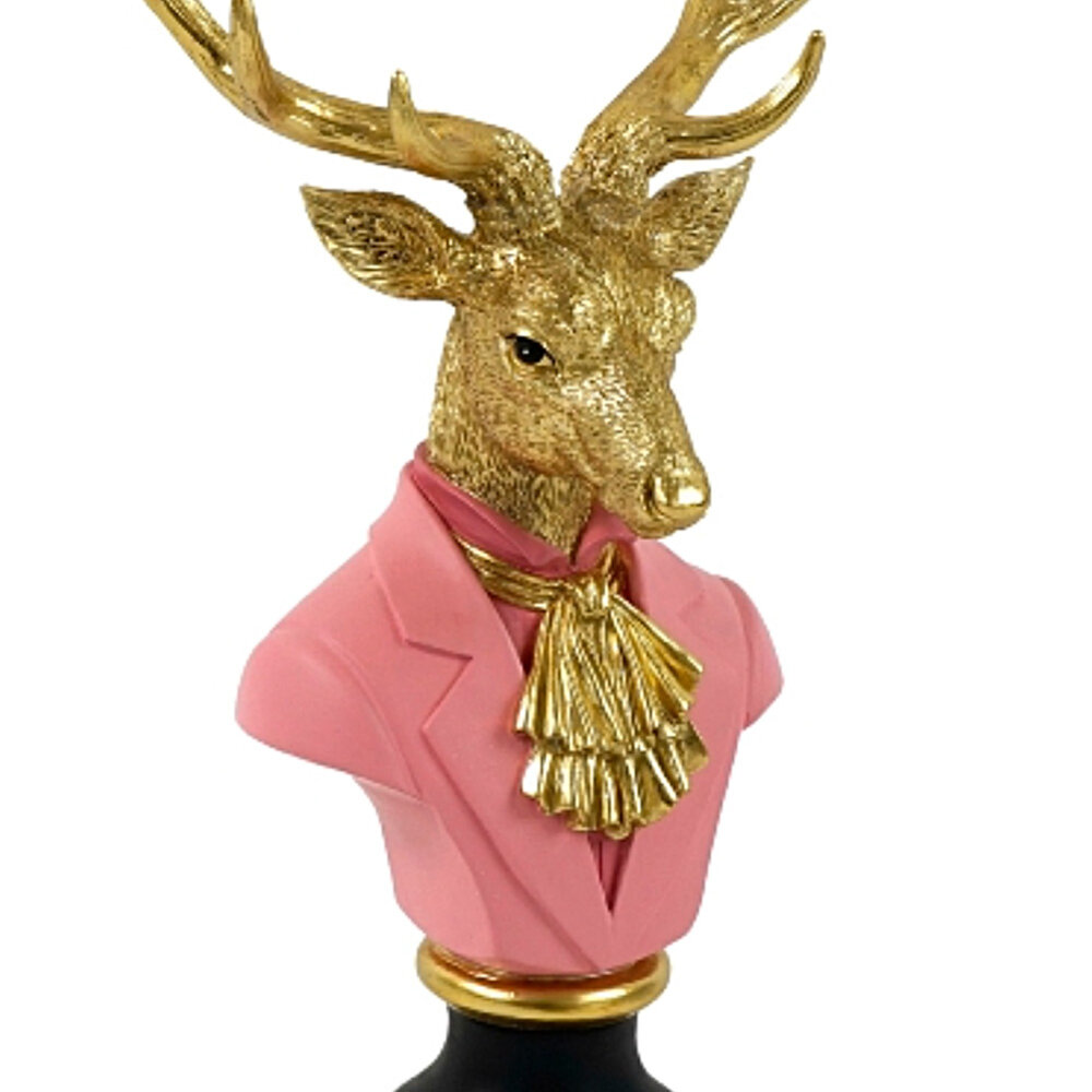 Werns - Beeld Buste Hert Roze Goud Kunststof 28x53cm