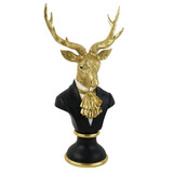 Werns - Beeld Buste Hert Zwart Goud Kunststof 28x53cm Werns - Beeld Buste Hert Zwart Goud Kunststof 28x53cm