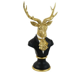 Werns - Beeld Buste Hert Zwart Goud Kunststof 28x53cm Werns - Beeld Buste Hert Zwart Goud Kunststof 28x53cm