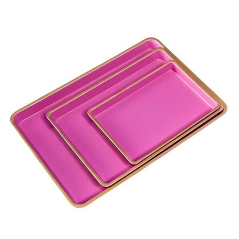 Werns - Set van 3 Dienbladen met Gouden Rand in 4 kleuren