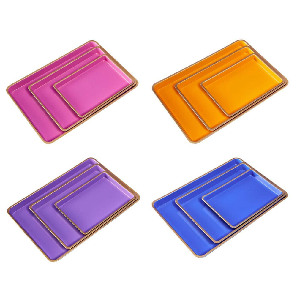 Werns - Set van 3 Dienbladen met Gouden Rand in 4 kleuren