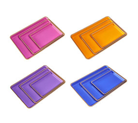 Werns - Set van 3 Dienbladen met Gouden Rand in 4 kleuren Werns - Set van 3 Dienbladen met Gouden Rand in 4 kleuren