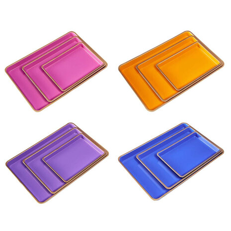 Werns - Set van 3 Dienbladen met Gouden Rand in 4 kleuren