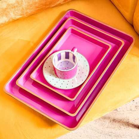 Werns - Set van 3 Dienbladen met Gouden Rand in 4 kleuren