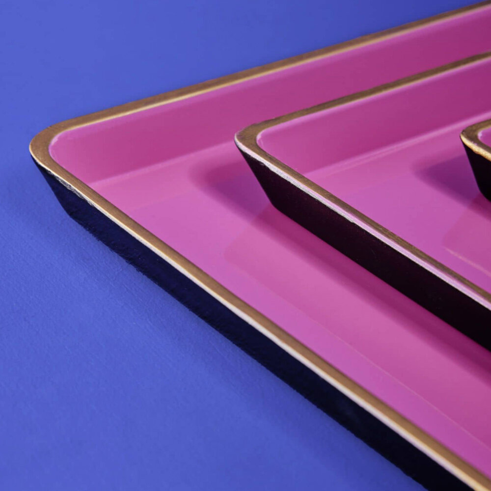 Werns - Set van 3 Dienbladen met Gouden Rand in 4 kleuren