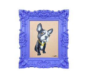 Colmore - Schilderijtje Franse Bulldog in Lila Barok Lijst 30x35cm Colmore - Schilderijtje Franse Bulldog in Lila Barok Lijst 30x35cm
