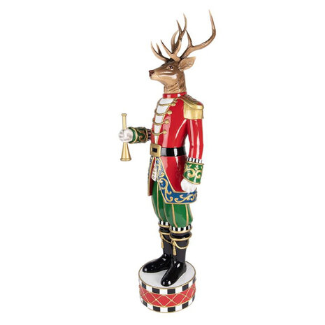 Melting Pot - Standbeeld Kerst Hert met Fluit Multicolor Goud 25x82cm Melting Pot - Standbeeld Kerst Hert met Fluit Multicolor Goud 25x82cm