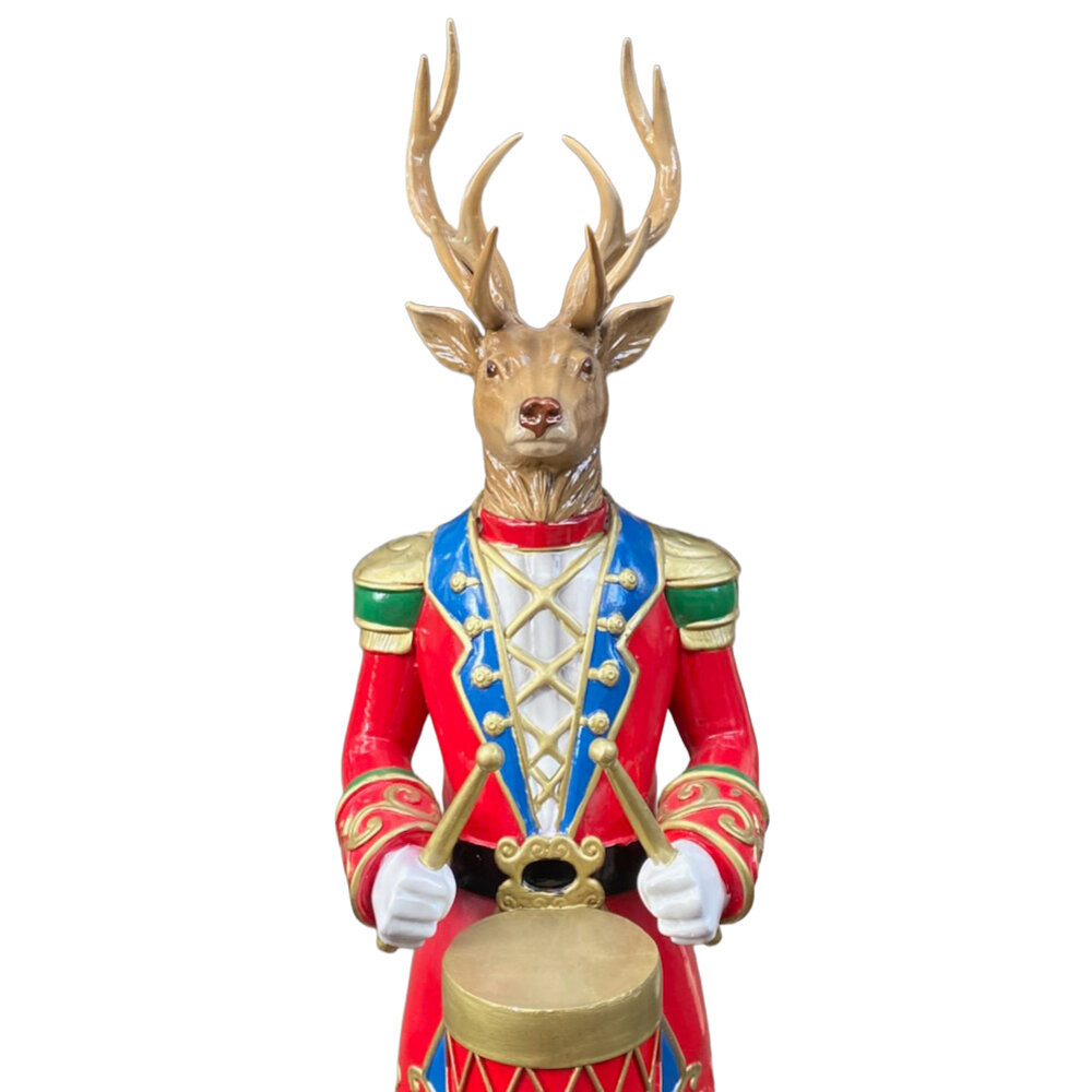 Melting Pot - Standbeeld Kerst Hert met Trommel Multicolor Goud 25x82cm