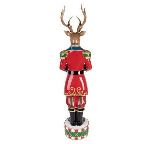 Melting Pot - Standbeeld Kerst Hert met Trommel Multicolor Goud 25x82cm