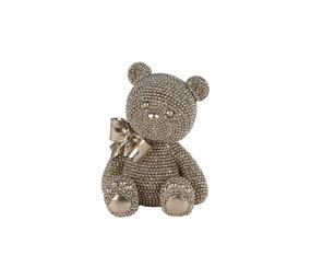 Melting Pot - Beeldje Teddy Beertje met Strik Brons Glitter 9x13cm
