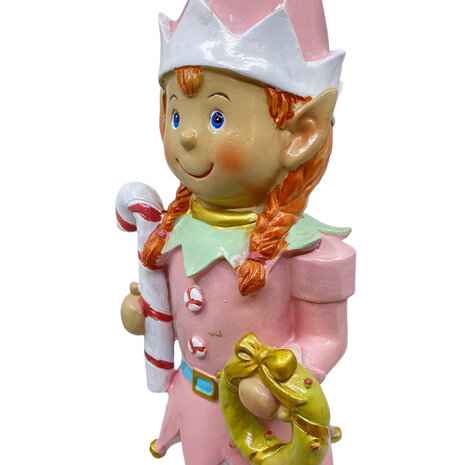 Melting Pot - Beeld Kerst Elf Meisje Krans Pastel 12x38cm