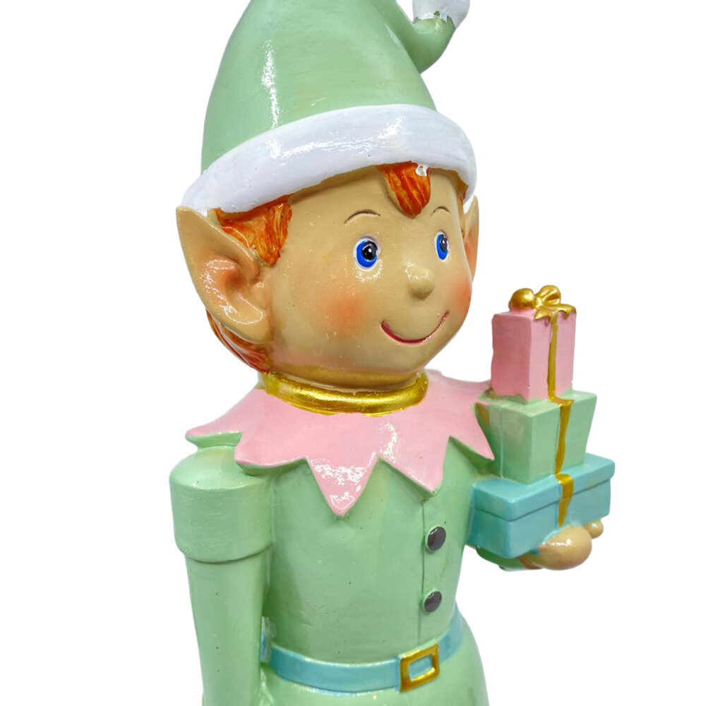 Melting Pot - Beeld Kerst Elf Jongen Kado Pastel 12x38cm