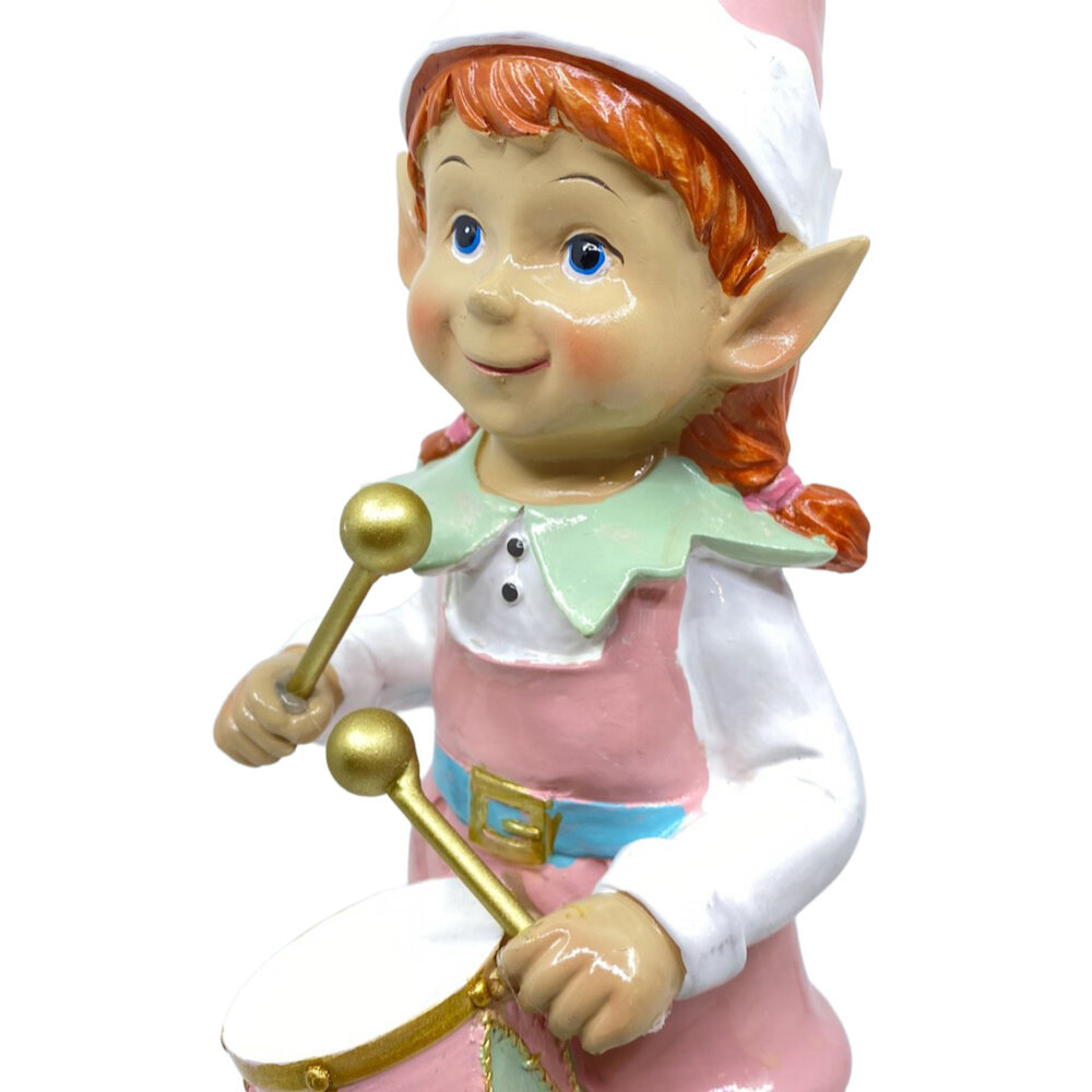 Melting Pot - Beeld Kerst Elf Meisje Trommel Pastel 10x32cm