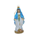 Melting Pot - Kerstbal Maria Beeldje Blauw-Wit Glas 16cm met hanger Melting Pot - Kerstbal Maria Beeldje Blauw-Wit Glas 16cm met hanger