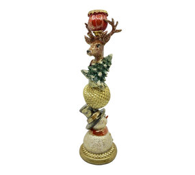 Melting Pot - Kandelaar Kerst Hert Multicolor Goud 9x25cm Melting Pot - Kandelaar Kerst Hert Multicolor Goud 9x25cm