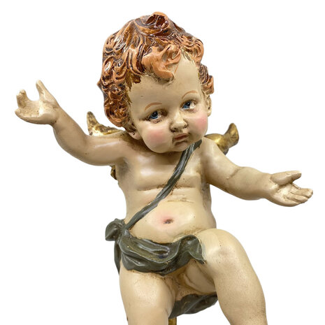 Melting Pot - Beeld Engeltje op Sokkel Goud 13x43cm armen hoog