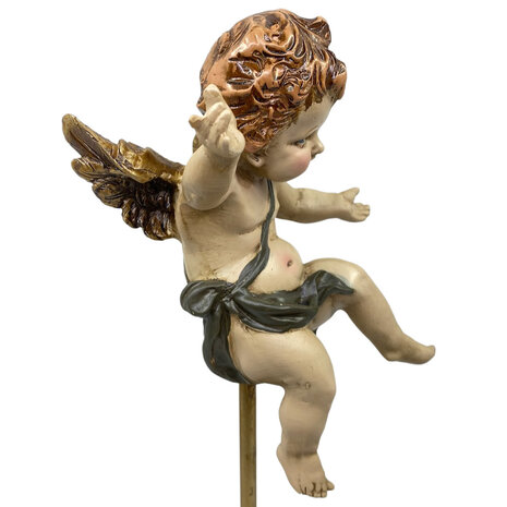 Melting Pot - Beeld Engeltje op Sokkel Goud 13x43cm armen hoog