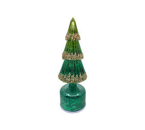 Melting Pot - Kerstboompje met LED-lampjes Groen Glas 9x28cm roterend