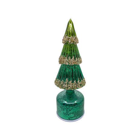 Melting Pot - Kerstboompje met LED-lampjes Groen Glas 9x28cm roterend