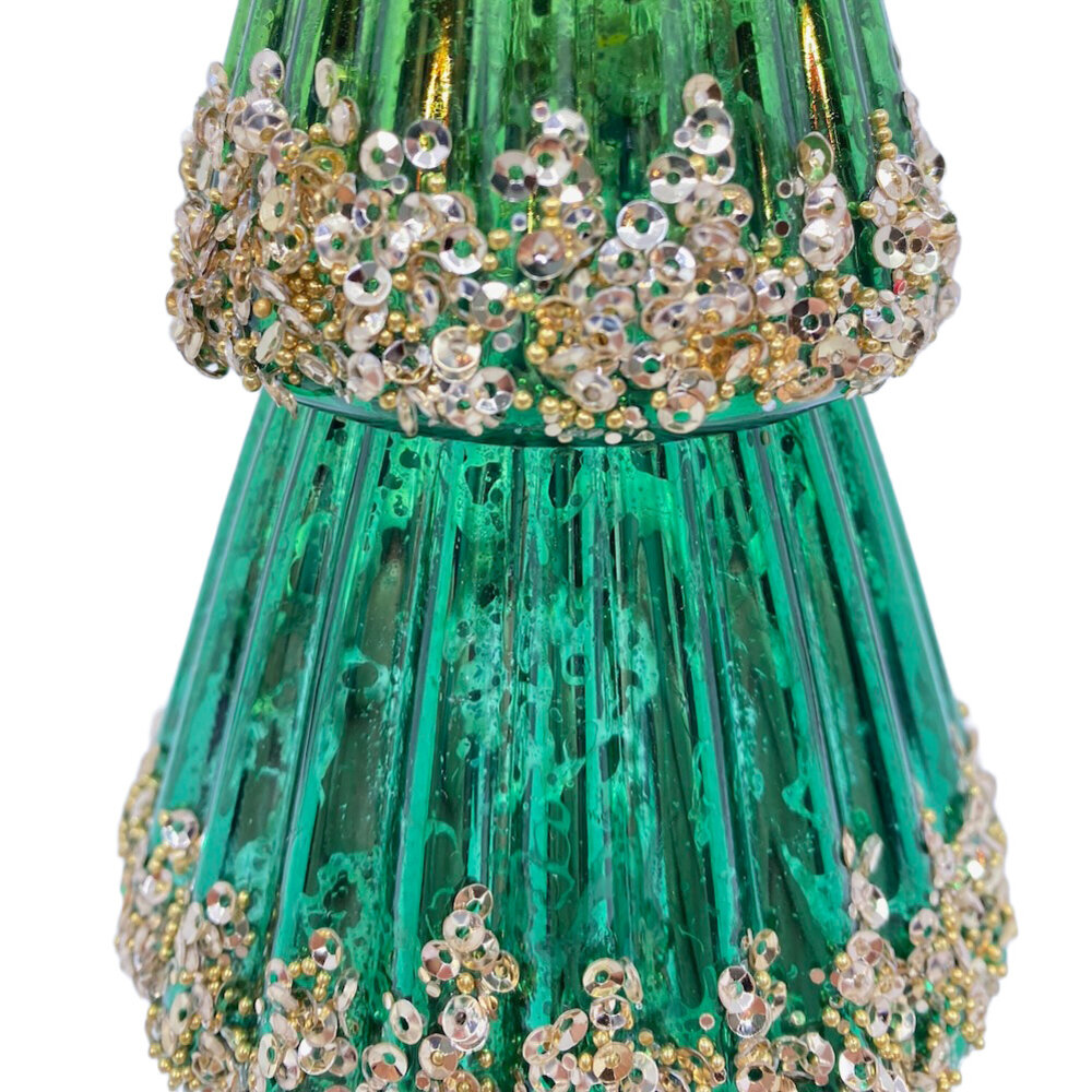 Melting Pot - Kerstboompje met LED-lampjes Groen Glas 9x28cm roterend