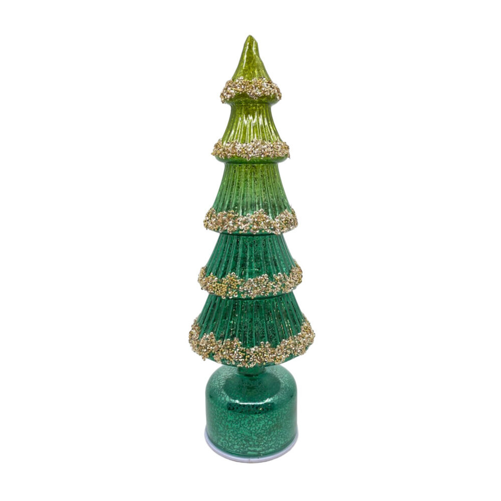 Melting Pot - Kerstboompje met LED-lampjes Groen Glas 11x36cm roterend