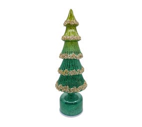 Melting Pot - Kerstboompje met LED-lampjes Groen Glas 11x36cm roterend Melting Pot - Kerstboompje met LED-lampjes Groen Glas 11x36cm roterend