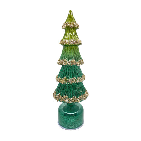 Melting Pot - Kerstboompje met LED-lampjes Groen Glas 11x36cm roterend