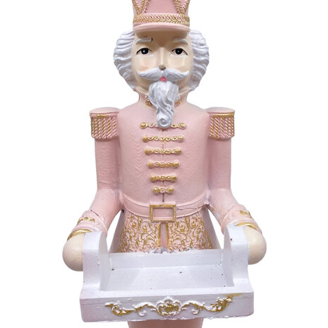 Melting Pot - Beeld Notenkraker met Dienblad Pastel Roze 10x32cm