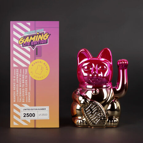 Donkey - Lucky Cat -Gaming Player 2- Shiny Pink-Yellow 10x15cm - Limited Edition