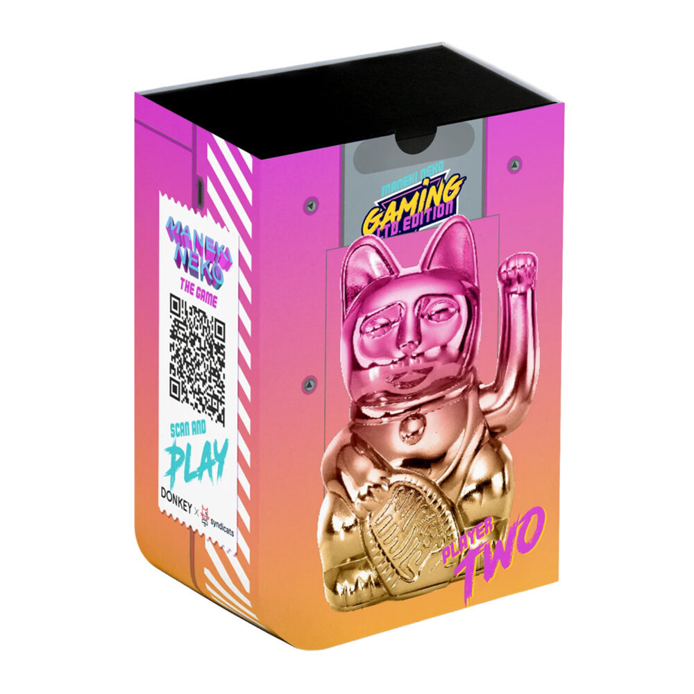 Donkey - Lucky Cat -Gaming Player 2- Shiny Pink-Yellow 10x15cm - Limited Edition