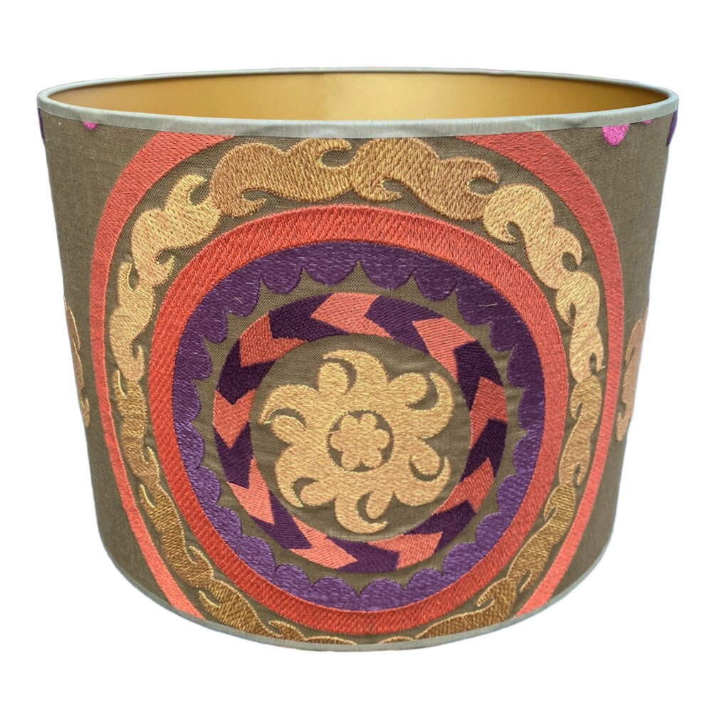 Melting Pot - Lampenkap Castille Multicolor Khaki 40x30cm geborduurd Melting Pot - Lampenkap Castille Multicolor Khaki 40x30cm geborduurd