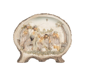 Melting Pot - Beeldje 3-D Kerststal Bethlehem Beige Kunststof 18x15cm