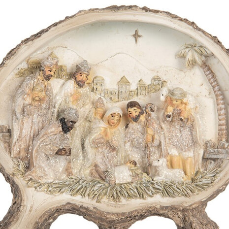 Melting Pot - Beeldje 3-D Kerststal Bethlehem Beige Kunststof 18x15cm