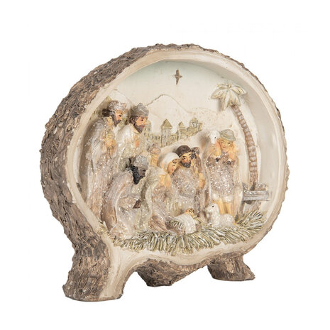 Melting Pot - Beeldje 3-D Kerststal Bethlehem Beige Kunststof 18x15cm