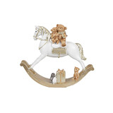 Melting Pot - Beeldje Hobbelpaard met Beertjes Wit-Goud 18x15cm Melting Pot - Beeldje Hobbelpaard met Beertjes Wit-Goud 18x15cm
