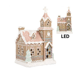 Melting Pot - Kerst Kerkje met LED-Verlichting Peperkoek Multicolor 14x23cm Melting Pot - Kerst Kerkje met LED-Verlichting Peperkoek Multicolor 14x23cm