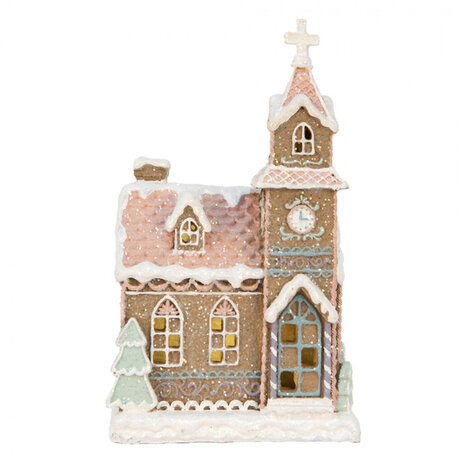 Melting Pot - Kerst Kerkje met LED-Verlichting Peperkoek Multicolor 14x23cm Melting Pot - Kerst Kerkje met LED-Verlichting Peperkoek Multicolor 14x23cm