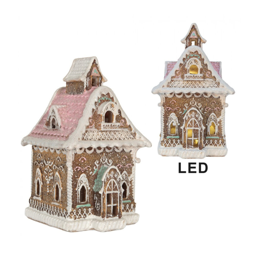 Melting Pot - Kerst Huisje met LED-Verlichting Peperkoek Multicolor 16x25cm