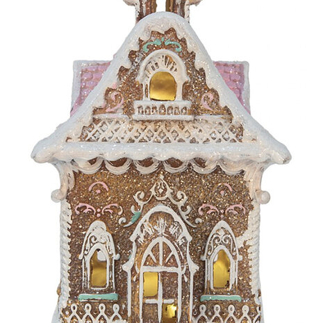 Melting Pot - Kerst Huisje met LED-Verlichting Peperkoek Multicolor 16x25cm
