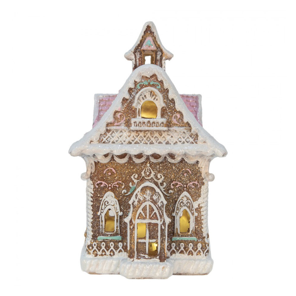 Melting Pot - Kerst Huisje met LED-Verlichting Peperkoek Multicolor 16x25cm