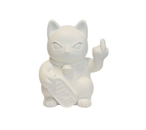 Blogo Design - Beeldje Lucky Cat Fuck You Wit 12x16cm
