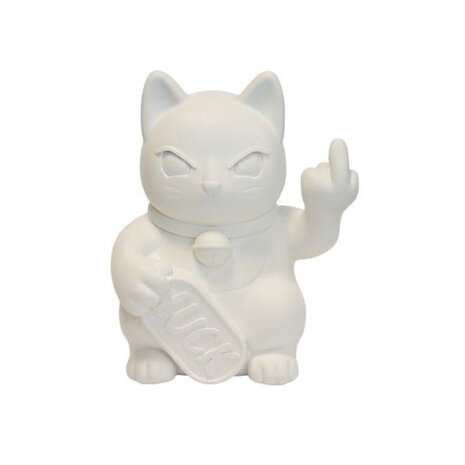 Blogo Design - Beeldje Lucky Cat Fuck You Wit 12x16cm