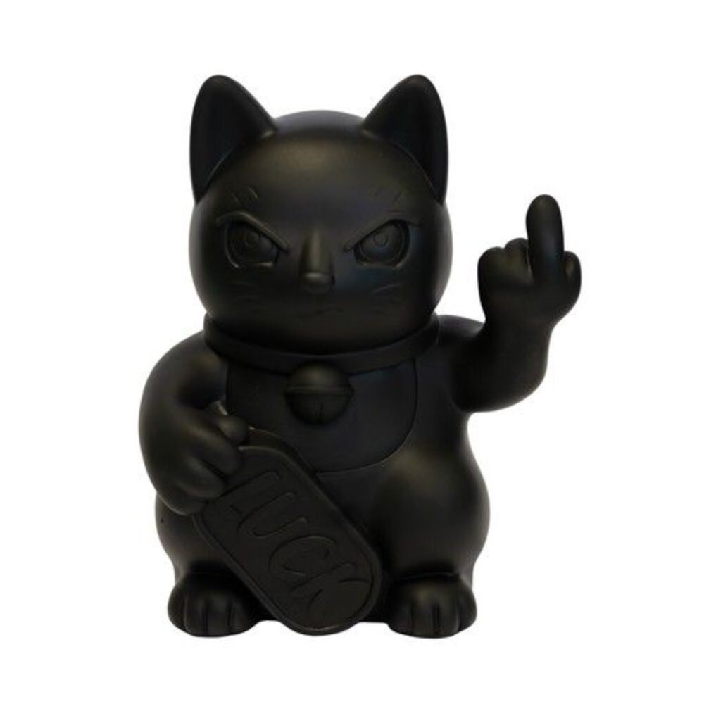 Blogo Design - Beeld Lucky Cat Fuck You Zwart 23x27cm