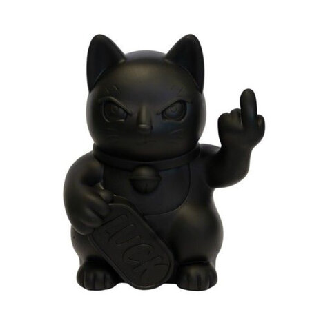 Blogo Design - Beeld Lucky Cat Fuck You Zwart 23x27cm