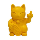Blogo Design - Beeld Lucky Cat Fuck You Geel 23x27cm Blogo Design - Beeld Lucky Cat Fuck You Geel 23x27cm