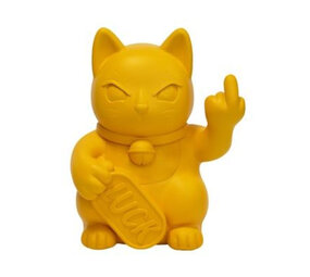 Blogo Design - Beeld Lucky Cat Fuck You Geel 23x27cm Blogo Design - Beeld Lucky Cat Fuck You Geel 23x27cm