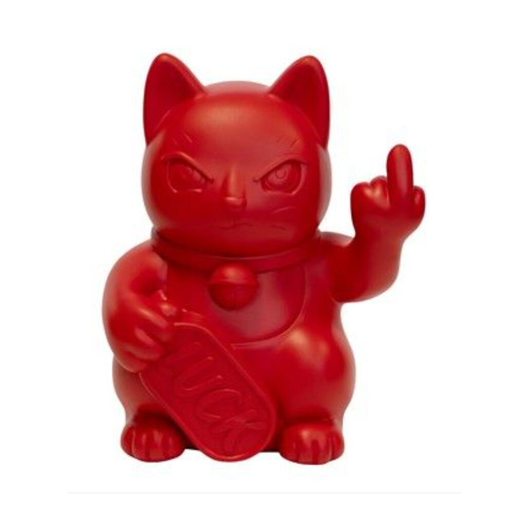 Blogo Design - Beeld Lucky Cat Fuck You Rood 23x27cm